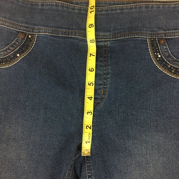 Chico's Pull-On Jeans Rhinestones Embellished Medium Wash Size 1 - Picture 10 of 12